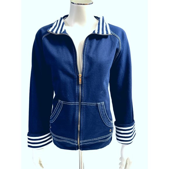 Anne Klein Sport Cotton Polyester Blend Navy Blue Jacket Size M - Picture 1 of 12